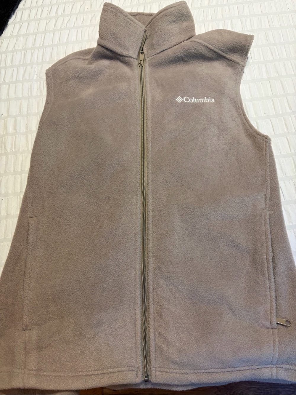 Columbia mens Taupe Fleece Vest - Cozy Layering